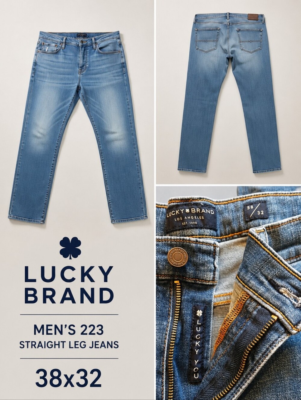 Lucky Brand Classic Wash Jeans | Men’s 38x32 | Straight Fit Denim | EUC - Picture 4 of 8